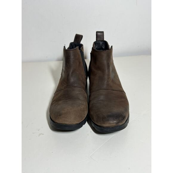 Sorel Women's EUC Brown Leather Emelie Chelsea Slip On Boot Bootie Size 8 - Picture 2 of 5